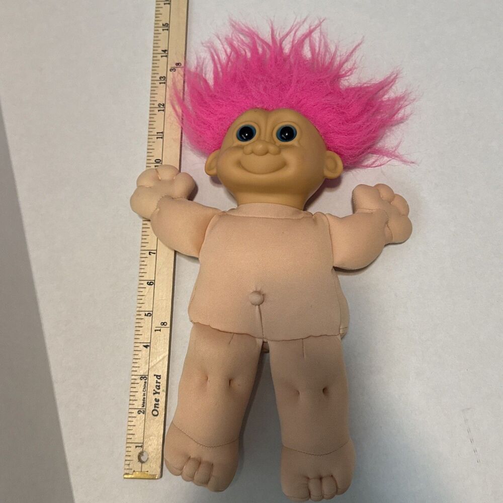 Russ Berrie Troll Doll 12 Inch Hot Pink Hair Large Soft Body No Clothes - Picture 8 of 8